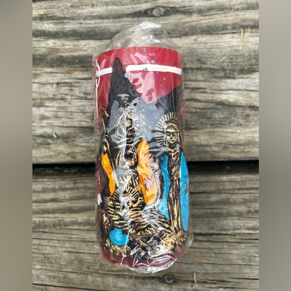 VINTAGE HOLIDAY SET OF 3 PILLAR CANDLES ETCHED BEAUTIES - Picture 6 of 13